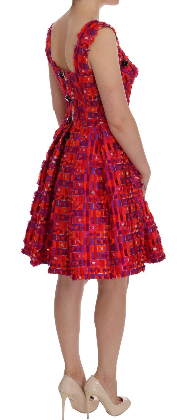 Dolce & Gabbana pink patterned A-line dress above the knee
